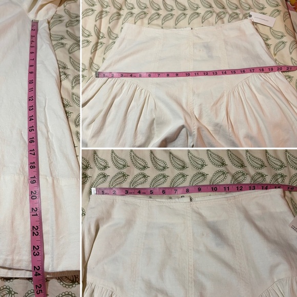 Anthropologie Linen Extended Waist Pants Wide Leg Ankle Ivory White 10 NWT - Picture 11 of 12